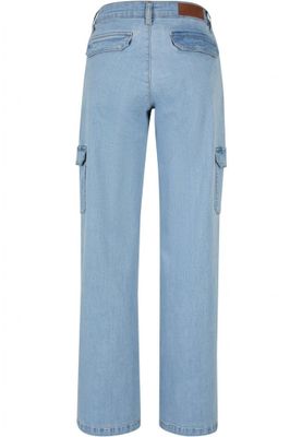 Ladies High Waist Straight Denim Cargo Pants