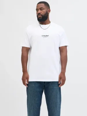 Vit T-shirt med liten logga – Jack & Jones Plus Size