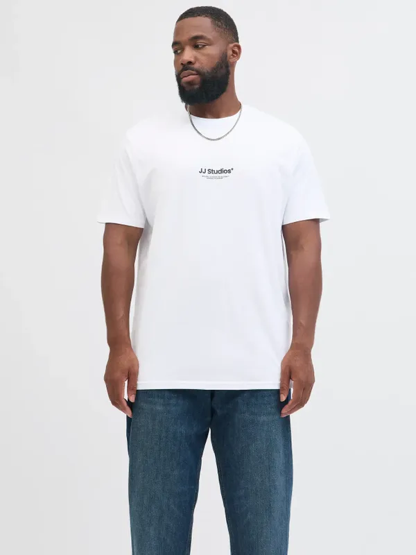 Vit T-shirt med liten logga – Jack & Jones Plus Size