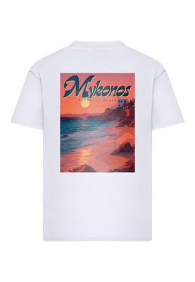 T-shirt i bomullsjersey med mykonos Mood – vit