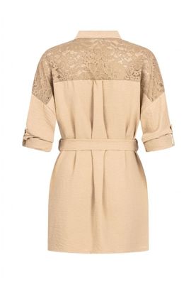 Beige tunic with tied waist