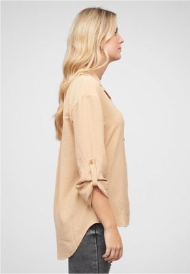 Beige Oversized Blouse with Buttons
