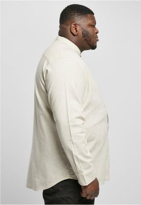 Cotton Linen Stand Up Collar Shir