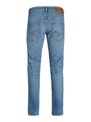 Lyseblå vaskede straight slim fit jeans til mænd Tim