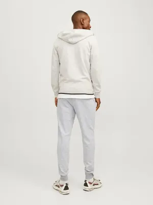 Gråmelerade slim fit joggingbyxor J&J
