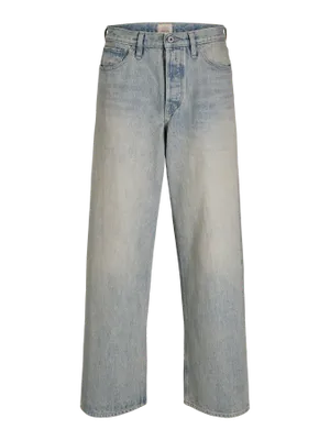 Ljusa stentvättade wide fit jeans herr  - DAVE