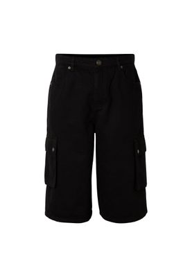 Shorts för herr med washed Workwear Cargo – svart