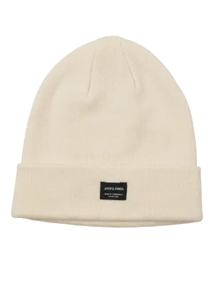 Naturvit ribbstickad mössa Jack & Jones