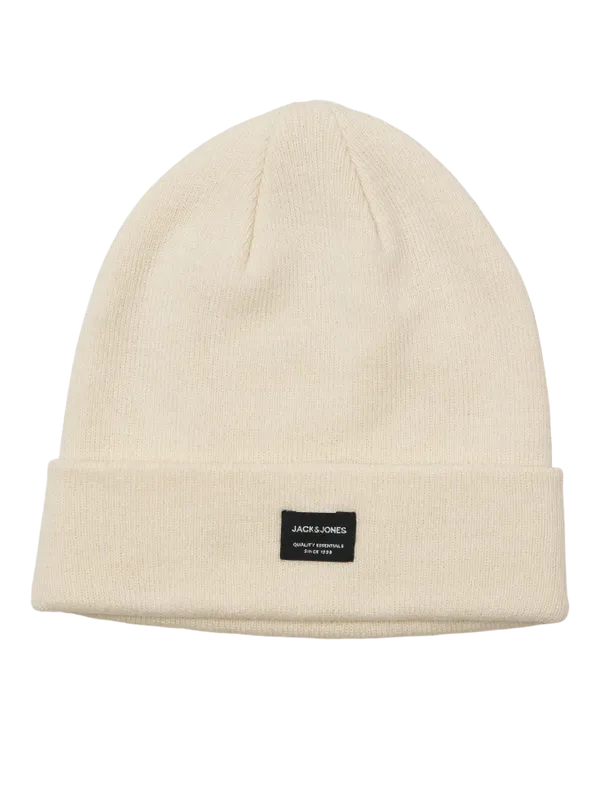 Naturvit ribbstickad mössa Jack & Jones