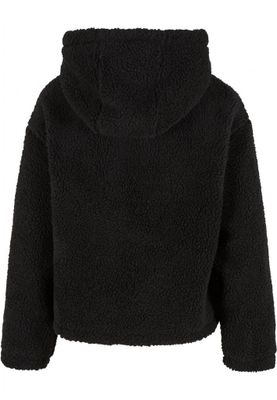Women's short teddy jacket with hood