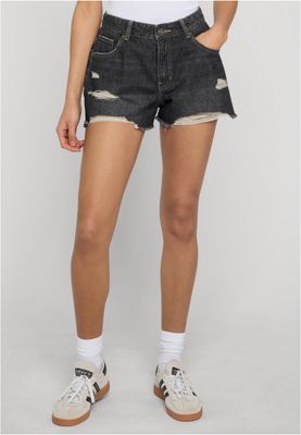 Shorts för dam med slitna partier – black washed (variant)
