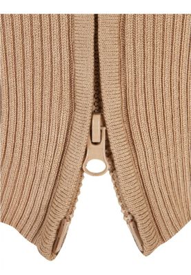 Ladies Cropped Rib Knit Zip Cardigan