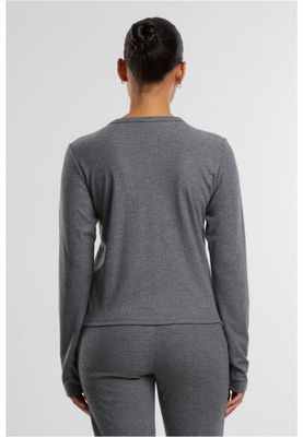 Women's ribbed cardigan with button closure