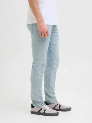 Ljusblå slitna jeans slim fit - GLENN