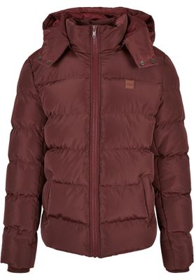 Logotyp bröst Hooded Puffer Jacket för herr – cherry