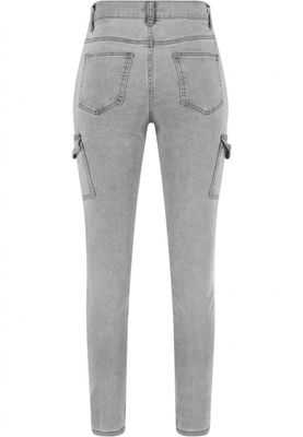Gray cargo jeans with high waist for women