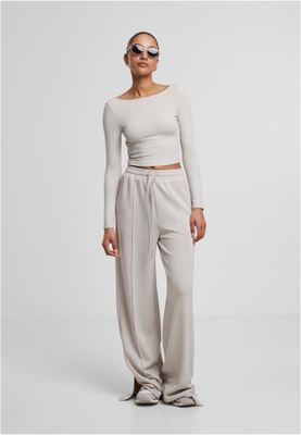 Öppen rygg Ladies Slim Fit Longsleeve Open Back Topp – Molnfärg