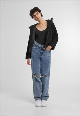 Women's short teddy jacket with hood