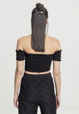 Short stretch top with bare shoulders