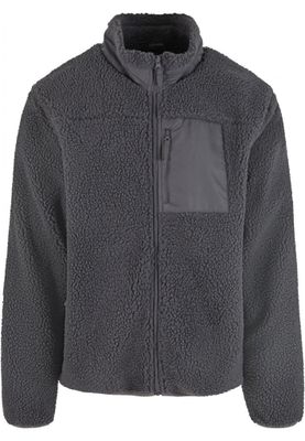 Sporty fleece jacket for men with zipper and breast pocket