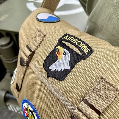 Canvas messenger bag - WWII patches