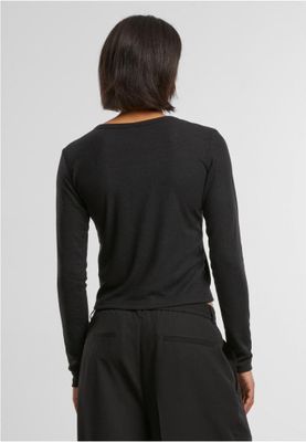 Women's ribbed cardigan with button closure