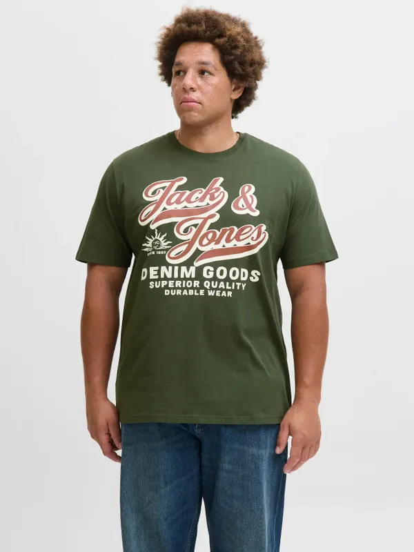 Grön T-shirt med tryck herr plus size – Jack & Jones