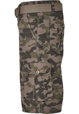 Cargo shorts with belt camouflage