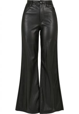 Black wide trousers in synthetic leather women