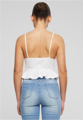 Spaghetti-strap peplum top with tie