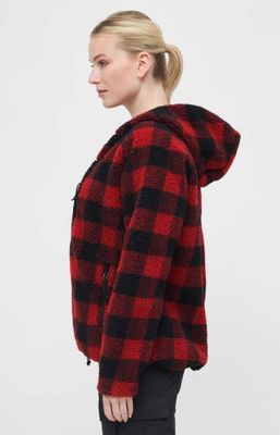 Lumberjacket teddyfleece black/red - Ladies