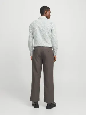 Blommig kostymskjorta slim fit poplin