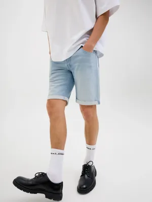 Ljusblå jeansshorts herr – regular fit med stretch