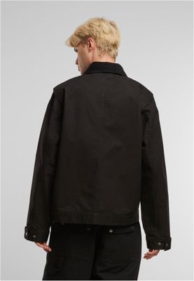 Vita tryckta knappar, två bröstfickor Mens Workwear Cotton Jacket Jacka för herr – svart