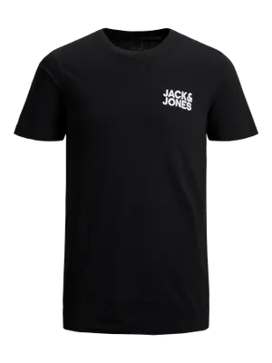 JACK & JONES Svart T-shirt Plus Size – Herr med Vit Bröstlogotyp