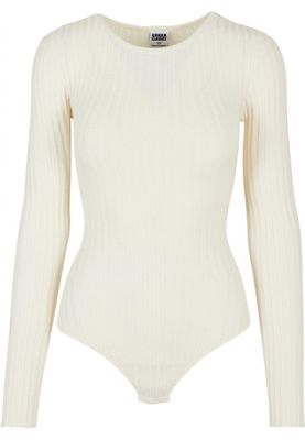 Ribstrikket bodysuit til kvinder med lange ærmer