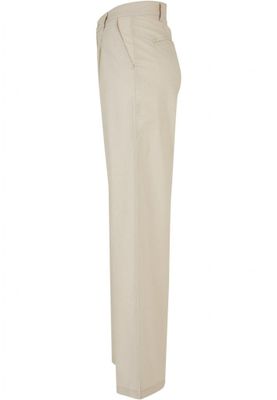 Mixed linen trousers with high waist for women