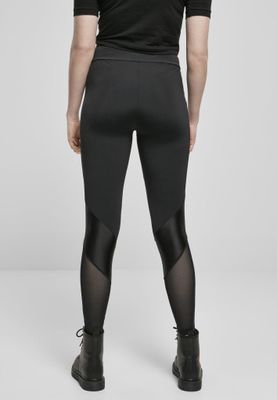 Højtaljede leggings og diagonale blondestriber under knæet