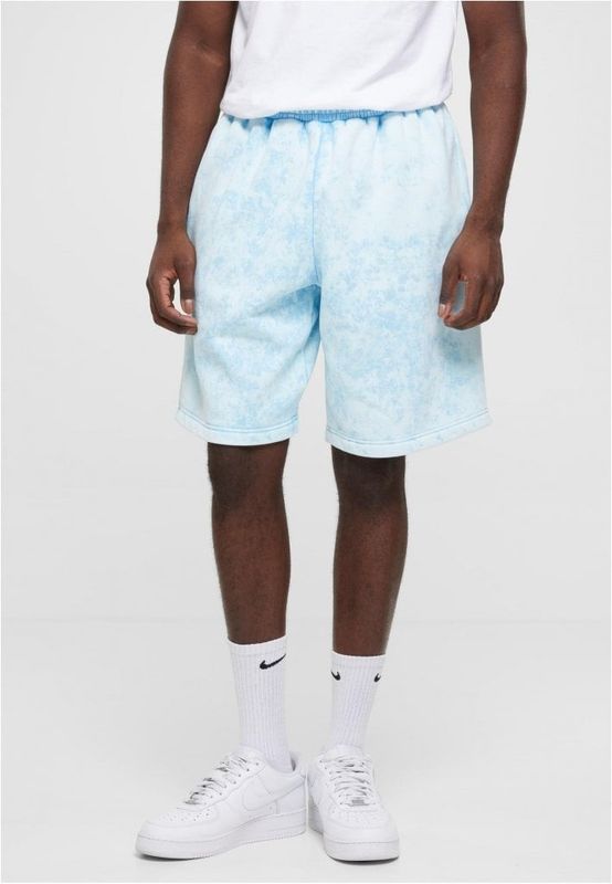 Light blue batik patterned terry shorts