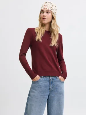 Rundhalsad stickad tröja dam slim fit