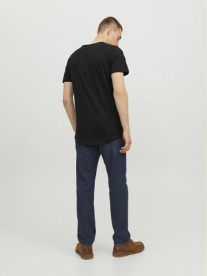 Sort længere t-shirt med rund kant