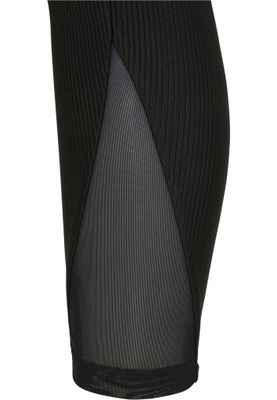 Sort ribbet leggings