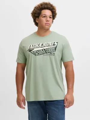Ljusgrön T-shirt med tryck herr plus size – Jack & Jones