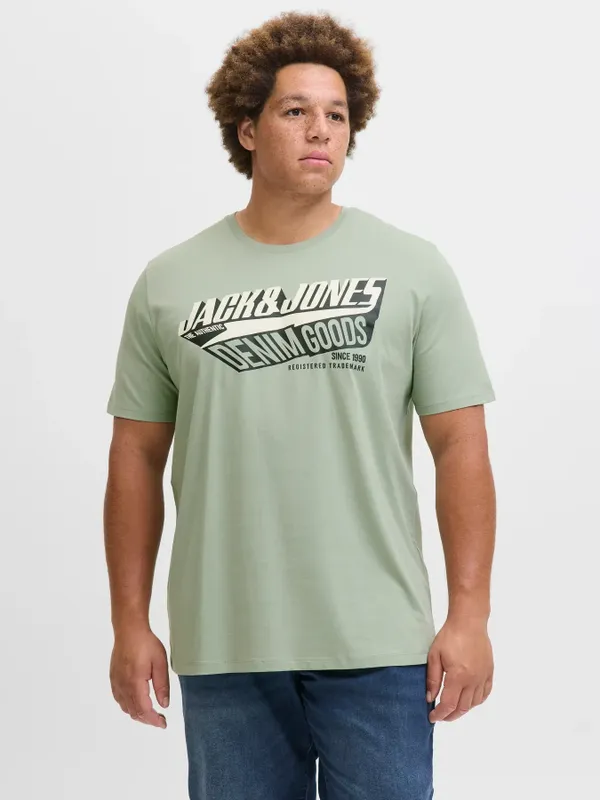 Ljusgrön T-shirt med tryck herr plus size – Jack & Jones