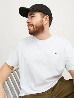 Vit plus size T-shirt herr med broderi – Jack & Jones