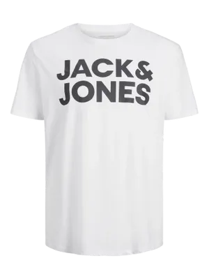 JACK & JONES Vit T-shirt Plus Size – Herr med Stor Svart logga