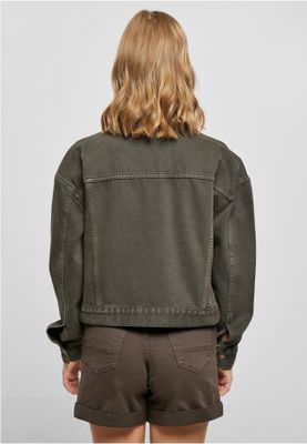 Light Oversized Short Denim Jacket with Metal Buttons
