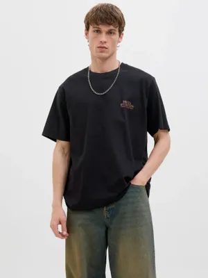 Loose Fit Svart T-shirt i 100% Bomull för Man