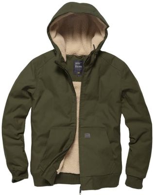 Short hooded jacket with teddy lining