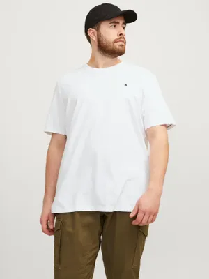 Vit plus size T-shirt herr med broderi – Jack & Jones